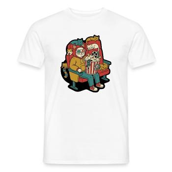Katzenkino Popcorn Lounge - Männer T-Shirt - Weiß - Vorne - AI Model Male 178 dark (178cm)