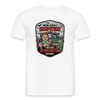 Horrorfilm Abend Komik Patch - Männer T-Shirt - Weiß - Vorne - AI Model Male 178 dark (178cm)