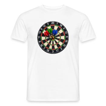 Cible de fléchettes Trois fléchettes - T-shirt homme - blanc - Devant - AI Model Male 178 dark (178cm)