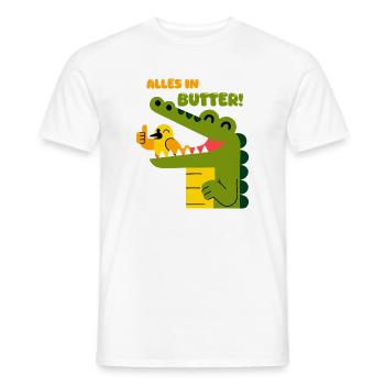 Alles in Butter: Alligator und Spatz - Männer T-Shirt - Weiß - Vorne - AI Model Male 178 dark (178cm)