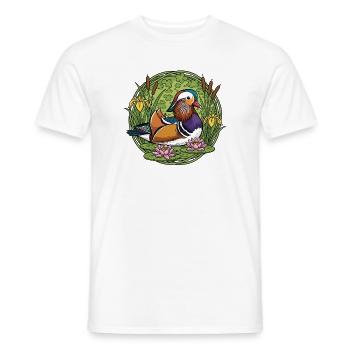 mandarin duck - Men's T-Shirt - white - Front - AI Model Male 178 dark (178cm)