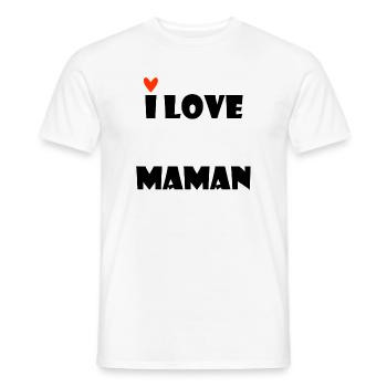 I LOVE MAMAN. MAMAN. FÊTE DES MÈRES. BONNE FÊTE - T-shirt homme - blanc - Devant - AI Model Male 178 dark (178cm)