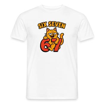 Six Seven Katze 67 Italian Brainrot Humor - Männer T-Shirt - Weiß - Vorne - AI Model Male 178 dark (178cm)