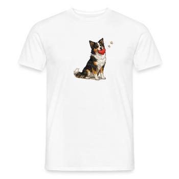 Border Collie Dog with Heart and Cuddle - Men's T-Shirt - white - Front - AI Model Male 178 dark (178cm)