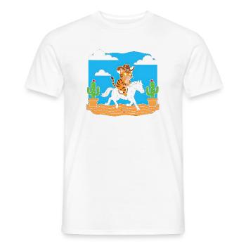 Katzen Cowboy im Wüstenritt - Männer T-Shirt - Weiß - Vorne - AI Model Male 178 dark (178cm)