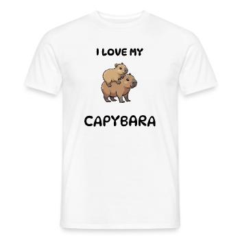 Capybara T-Shirt cute – Kids Huckepack Design - Men's T-Shirt - white - Front - AI Model Male 178 dark (178cm)