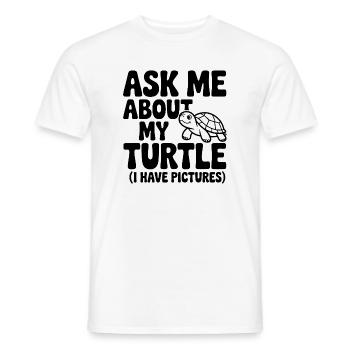 Demandez-moi des informations sur les tortues (j’ai des photos) - T-shirt homme - blanc - Devant - AI Model Male 178 dark (178cm)