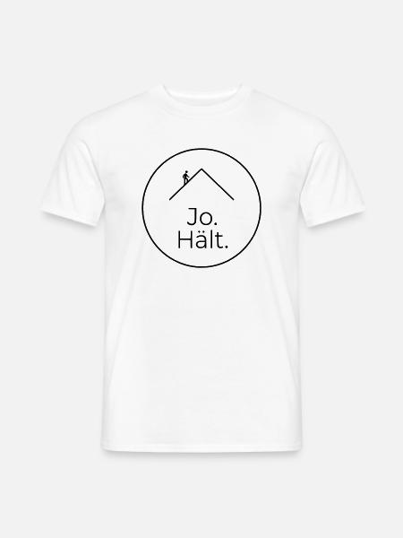 Dachdecker Jo Hält Spruch Badge - Männer T-Shirt - Weiß