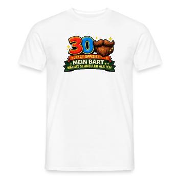 Officially 30: My beard is growing faster - Men's T-Shirt - white - Front - AI Model Male 178 dark (178cm)