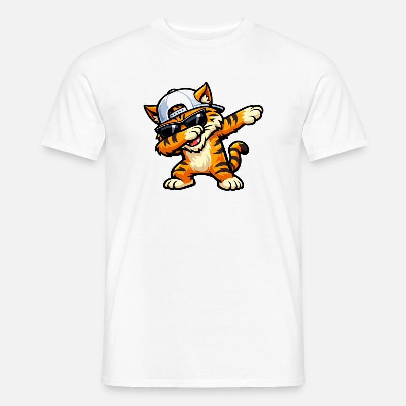Dabbing Wildcat - Miesten T-paita - valkoinen