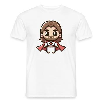 Niedlich Jesus Christus Superheld Kirche Held - Männer T-Shirt - Weiß - Vorne - AI Model Male 178 dark (178cm)