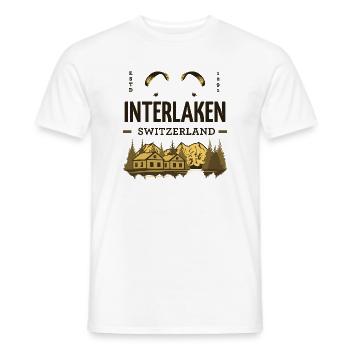 Interlaken Switzerland – Paragliding & Alpen - Männer T-Shirt - Weiß - Vorne - AI Model Male 178 dark (178cm)