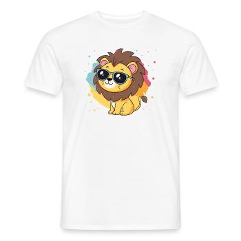 Bunter Löwe mit Brille - Männer T-Shirt - Weiß - Vorne - AI Model Male 178 dark (178cm)