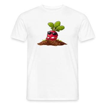 Radis cool avec lunettes de soleil et collier - T-shirt homme - blanc - Devant - AI Model Male 178 dark (178cm)