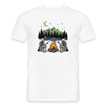 Skeleton Campfire Night Marshmallow Camping Camp - Men's T-Shirt - white - Front - AI Model Male 178 dark (178cm)