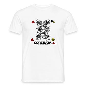 Core Data: Barbed Wire DNA Helix and Industrial Cy - Men's T-Shirt - white - Front - AI Model Male 178 dark (178cm)