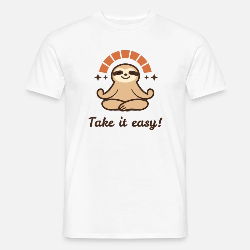 Take it easy – Relaxed Faultier Design - Männer T-Shirt - Weiß