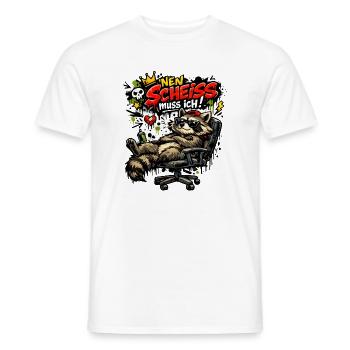 Lustiger Waschbär Spruch Nen Scheiss muss ich - Männer T-Shirt - Weiß - Vorne - AI Model Male 178 dark (178cm)