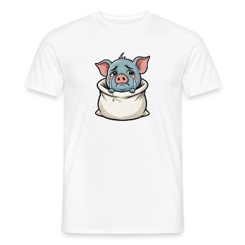 Crying pig in a sack illustration - Men's T-Shirt - white - Front - AI Model Male 178 dark (178cm)