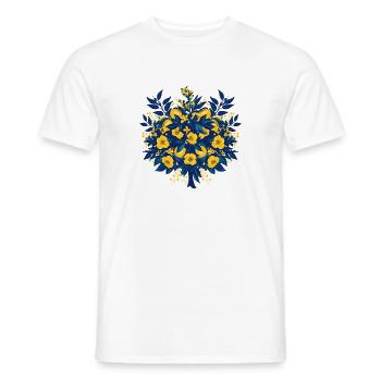 Blue Gold Flower Circle Pattern - Men's T-Shirt - white - Front - AI Model Male 178 dark (178cm)