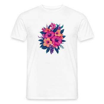 Tropische Hibiskus Blütenpracht - Männer T-Shirt - Weiß - Vorne - AI Model Male 178 dark (178cm)