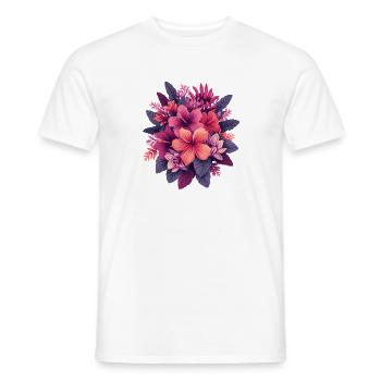 Tropical hibiscus flowers - Men's T-Shirt - white - Front - AI Model Male 178 dark (178cm)