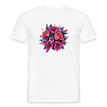 Hibiscus Floral Tropics - Men's T-Shirt - white - Front - AI Model Male 178 dark (178cm)