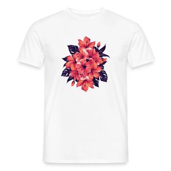 Hibiskus Bouquet in Korallenrot - Männer T-Shirt - Weiß - Vorne - AI Model Male 178 dark (178cm)