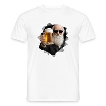 Charles Darwin hält ein Bier - Männer T-Shirt - Weiß - Vorne - AI Model Male 178 dark (178cm)