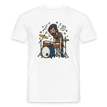 Schlagzeuger Müde Musiker Humor - Männer T-Shirt - Weiß - Vorne - AI Model Male 178 dark (178cm)