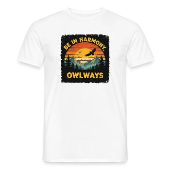 Harmonie de la chouette au coucher du soleil - T-shirt homme - blanc - Devant - AI Model Male 178 dark (178cm)