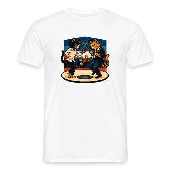 Zwei Retro-Katzen tanzen – Vintage Stil - Männer T-Shirt - Weiß - Vorne - AI Model Male 178 dark (178cm)