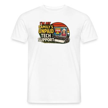 Familien Tech-Support Unbezahlt - Männer T-Shirt - Weiß - Vorne - AI Model Male 178 dark (178cm)