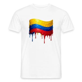 Kolumbianische Flaggenfarben Tropfen - Männer T-Shirt - Weiß - Vorne - AI Model Male 178 dark (178cm)