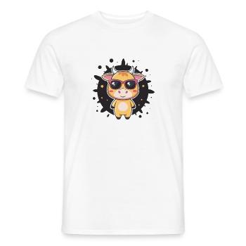 Vache kawaii lunettes de soleil - T-shirt homme - blanc - Devant - AI Model Male 178 dark (178cm)