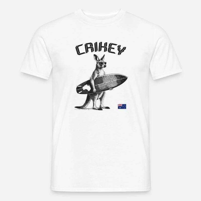 Crickey Kangaroo Australien Surfing - Mænd T-shirt - hvid