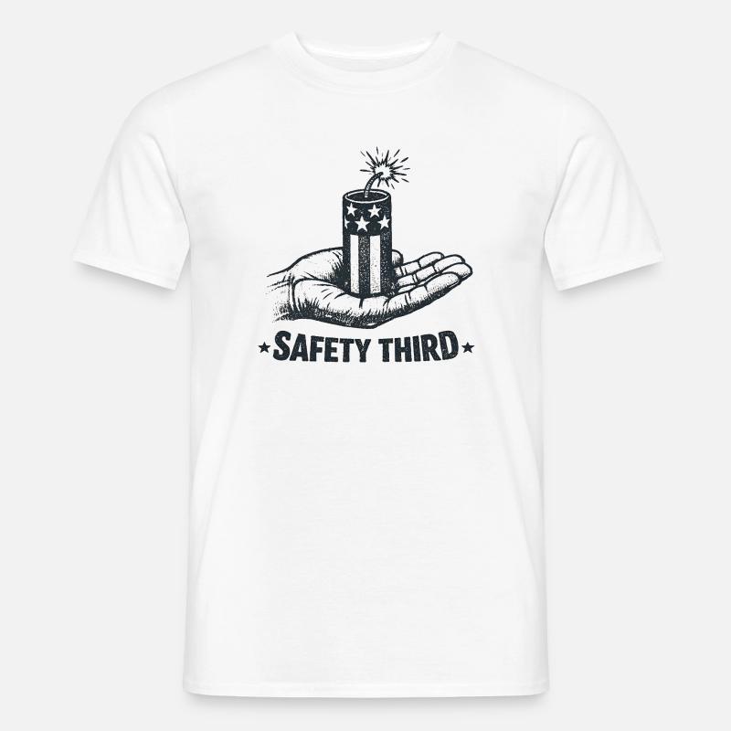 Säkerheten först! Sarkastisk 4 juli Sicherh - T-shirt herr - vit