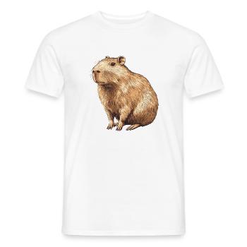 Capybara Portrait in Warm Brown - Men's T-Shirt - white - Front - AI Model Male 178 dark (178cm)