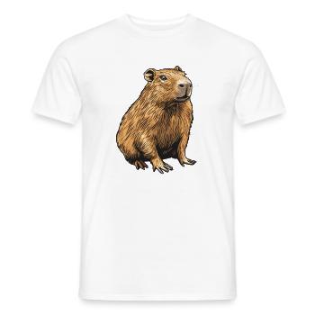 Velvety Capibara Portrait - Men's T-Shirt - white - Front - AI Model Male 178 dark (178cm)