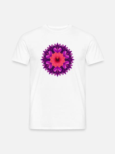Blumenmandala in Lila Orange - Männer T-Shirt - Weiß