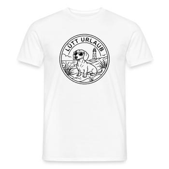 Dackel am Strand Lütt Urlaub - Männer T-Shirt - Weiß - Vorne - AI Model Male 178 dark (178cm)