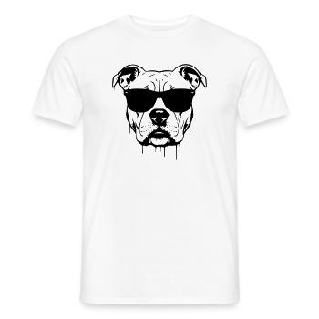 Pitbull Glasses Graffiti - Men's T-Shirt - white - Front - AI Model Male 178 dark (178cm)