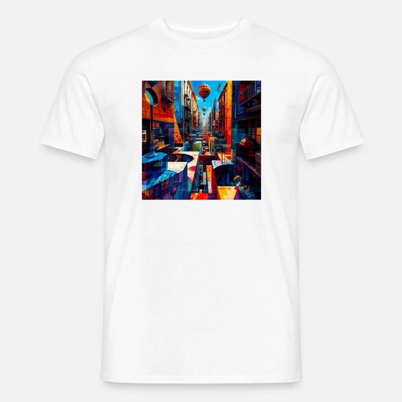 Buntes Straßenlabyrinth mit Luftballons - Männer T-Shirt - Weiß