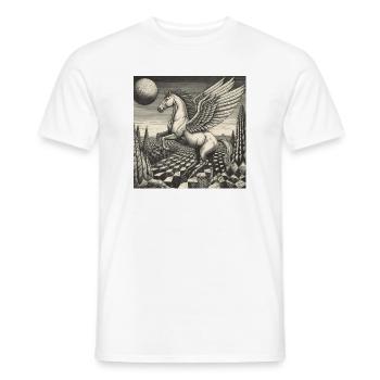 Cheval d’aile au-dessus de la terre lunaire - T-shirt homme - blanc - Devant - AI Model Male 178 dark (178cm)