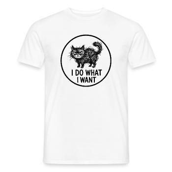 Je fais ce que je veux logo du chat - T-shirt homme - blanc - Devant - AI Model Male 178 dark (178cm)