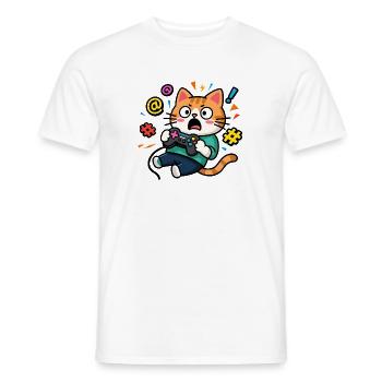 Gamer Cat Unleashed - Männer T-Shirt - Weiß - Vorne - AI Model Male 178 dark (178cm)