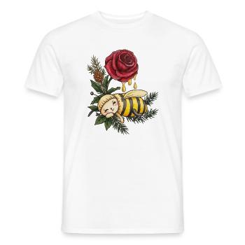 Honigbiene träumt zwischen Rosen - Männer T-Shirt - Weiß - Vorne - AI Model Male 178 dark (178cm)