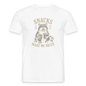Snacks Make Me NICER Hungry Raccoon Hunger - Men's T-Shirt - white - Front - AI Model Male 178 dark (178cm)