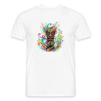 Tiki Mask in a Burst of Color - Men's T-Shirt - white - Front - AI Model Male 178 dark (178cm)