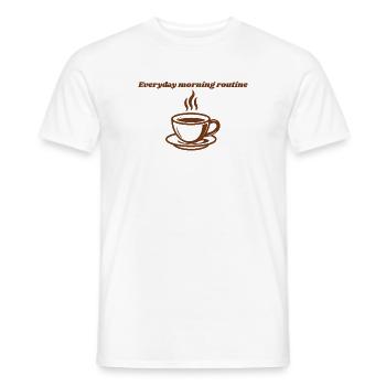 Sigura design Morning routine: steaming cup of coffee - Men's T-Shirt - white - Front - AI Model Male 178 dark (178cm)